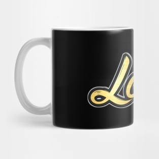Shiny black and gold LOVE word design Mug